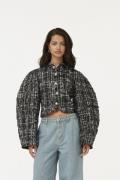 ROTATE Birger Christensen Boucle Jacket Kvinde 1000 Black Comb. Overga...