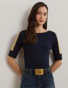 Lauren Ralph Lauren Rfnd Strtch 1X1 Ribmsl-tsh Kvinde Lauren Navy/reli...