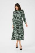 Kaffe Kaemine Olga Dress Kvinde Green/black Animal Midi Kjoler Str 40 ...