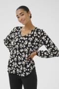 Kaffe Kaamber Blouse LS Printed Kvinde Black/turtledove Flower Print L...