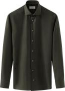 ETON Contemporary Fit Dark Green Solid Merino Wool Shirt Mand Grøn Lan...