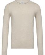 Lindbergh Melange Round Neck Knit Mand Off White Mel Sweaters Str L - ...