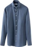 ETON Slim Fit Mid Blue Herringbone Wrinkle Free Flannel Shirt Mand Blå...