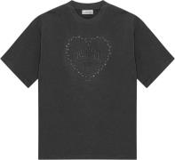 Ganni Heavy Cotton Drop Shoulder Heart T Kvinde Phantom Kortærmede T-s...