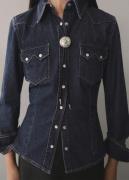 MANGO Chestpocket Denim Shirt Kvinde Open Blue Langærmede Skjorter Str...