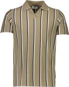 Lindbergh Striped Piqué Polo Shirt S/S Mand Sand Kortærmede Poloer Str...