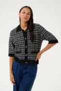 Kaffe Kabirte Cardigan Kvinde Black/turtledove Check Knit Cardigans St...