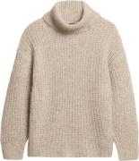 Superdry Brushed RIB Slouch NK Jumper Kvinde Light Sand Twist Rullekra...