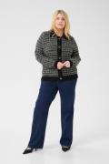 Kaffe Curve Kcbirdy Cardigan Kvinde Black/turtledove Check Knit Cardig...