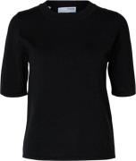 Selected Femme Slflura Lurex 2/4 Knit Oneck Kvinde Black/tonal Lurex K...