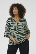 Kaffe Curve Kcleane Amber Blouse Kvinde Green/black Animal Langærmede ...