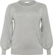 Kaffe Curve Kcloni Knit Pullover Kvinde Grey Melange Langærmede Bluser...