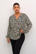 Kaffe Curve Kcmirta Tilly Blouse Kvinde Black Deep/antique White Print...