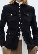 MANGO Jacket Pockets With Button Detail Kvinde Black Overgangsjakker S...