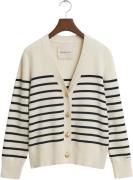 Gant Striped Cotton Cardigan Kvinde Eggshell Cardigans Str S - hos Mag...