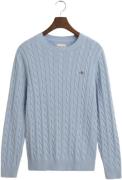 Gant Cotton Cable Cneck Mand Fresh Blue Sweaters Regular Fit Str S - h...