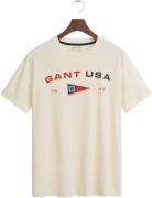 Gant Graphic SS Tshirt Mand Cream Kortærmede T-shirts Regular Fit Str ...