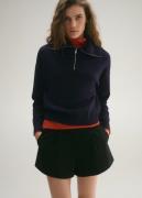 MANGO Oversized zip Neck Jersey Kvinde Navy Sweaters Str S - hos Magas...