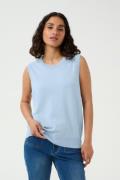 Kaffe Kalizza Knit Slipover Kvinde Soft Chambray Langærmede Bluser Str...