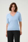 Kaffe Kalizza Vneck Pullover Kvinde Soft Chambray Langærmede Bluser St...