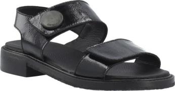 Cashott Casgrace Velcro Sandal Patent Kvinde Black Flade Sandaler Str ...