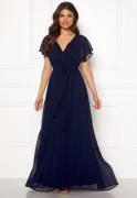 Goddiva Flutter Chiffon Dress Navy XXS (UK6)