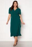 John Zack Curve Short Sleeve Wrap Frill Curve Dress Green 50 (UK22)