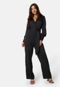 BUBBLEROOM Gitty Structured Satin Jumpsuit Black 44