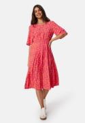 Happy Holly Eloise pleated dress Cerise / Patterned 32/34