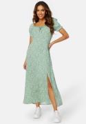 BUBBLEROOM Front Tie Long Viscose Dress Green/Patterned XS