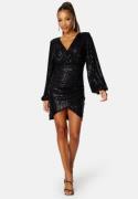Bubbleroom Occasion Sparkling Wrap Dress Black 4XL