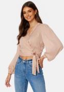 BUBBLEROOM Taylin Frill Wrap Blouse Pink S