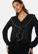 ONLY Lise Contrast Frill Shirt Black Detail: Pumice S