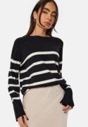 Pieces Sia LS Knit Pullover Black Stripe: White XS