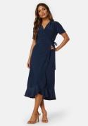 John Zack Short Sleeve Wrap Dress Navy S (UK10)