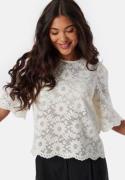 BUBBLEROOM Round Neck Lace Blouse White S