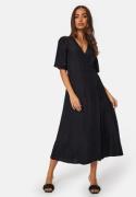 BUBBLEROOM Linen Blend Wrap Dress Black 4XL