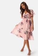 Goddiva Flutter Floral Midi Dress Peach XS (UK8)