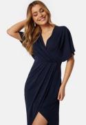 Bubbleroom Occasion Wrap Slit Maxi Dress Dark blue 44