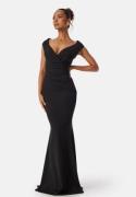 Goddiva Bardot Pleat Maxi Dress Black XXL (UK18)