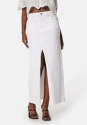 BUBBLEROOM Denim Slit Midi Skirt Offwhite 34