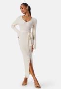 BUBBLEROOM Slit Knitted Midi Dress Cream L