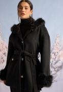 Chiara Forthi Hooded Wool Blend Coat Black XS