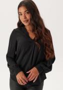 BUBBLEROOM V-neck Front Pleat Blouse Black XS