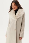 Chiara Forthi Fur Collar Wool Blend Coat Light beige L