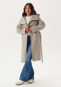 BUBBLEROOM High Neck Midi Coat Light beige XL