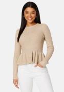 ONLY Fia Katia L/S Peplum Mocha Meringue Melan L