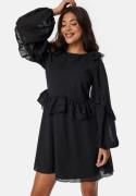 BUBBLEROOM Round Neck Short Frill Dress Black 34