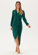 John Zack Balloon Sleeve Wrap Front Maxi Dress Dark Green M (UK12)