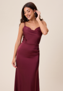 Bubbleroom Occasion Waterfall Satin Gown Wine-red 38